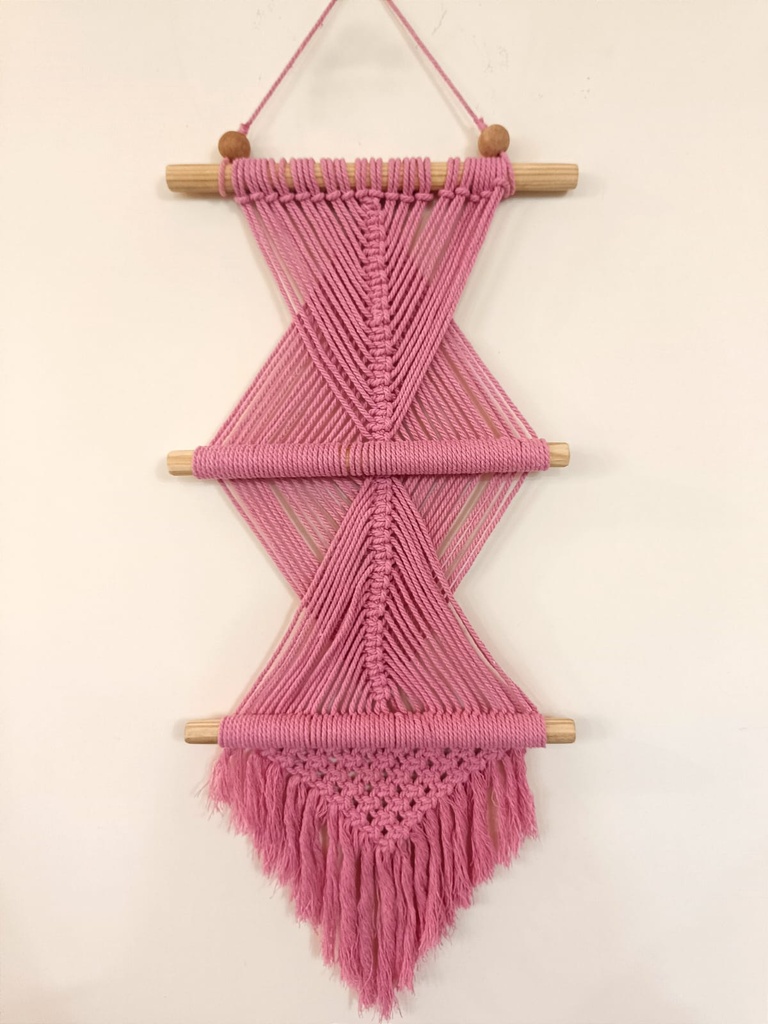 Pink Geometric Macramé Wall Hanging